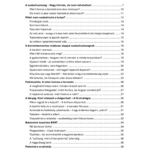 Szobatisztaság E-könyv tartalomjegyzék részlet.